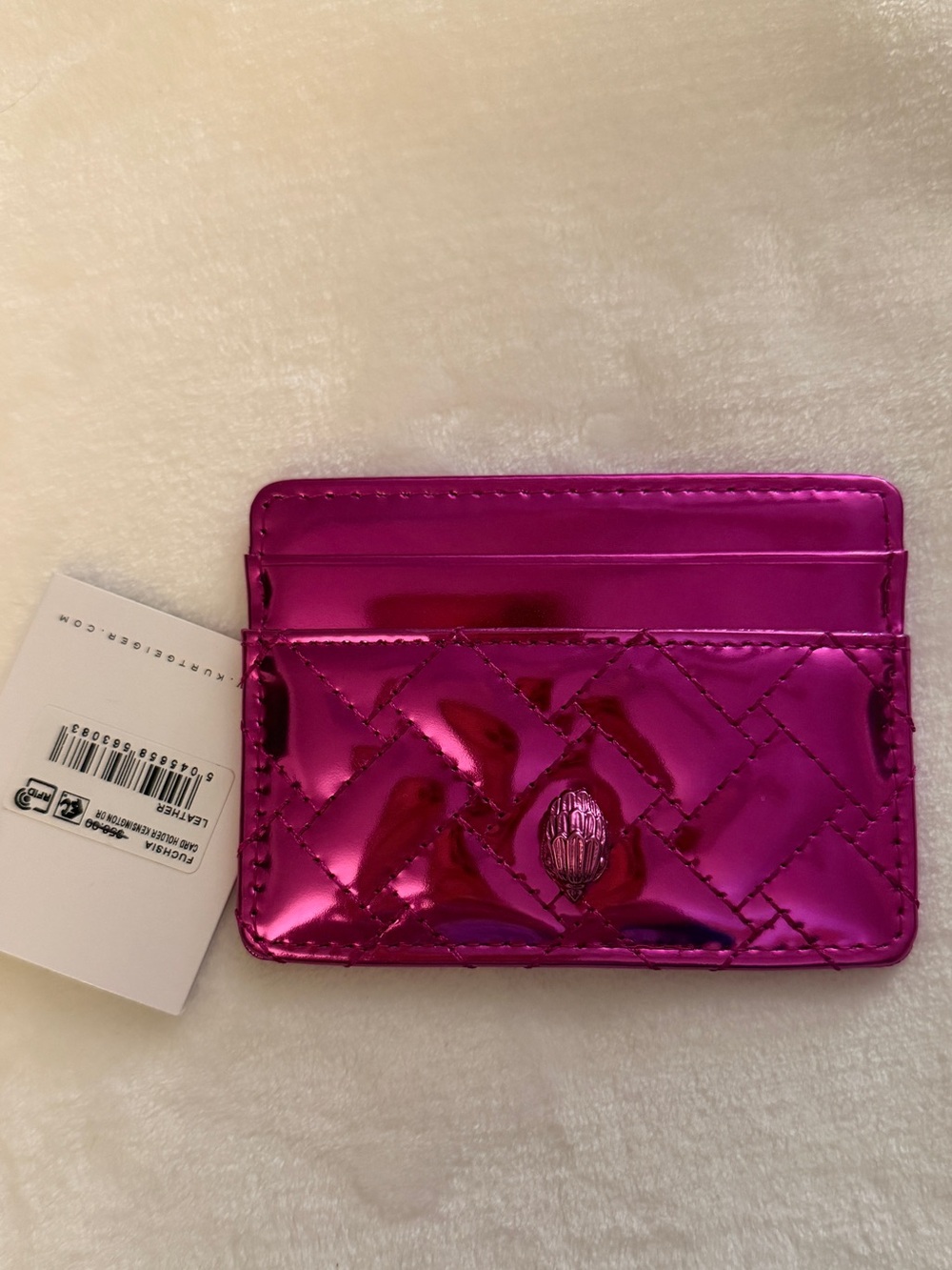 Kurt Geiger Metallic Pink Quilted Card Holder NWT